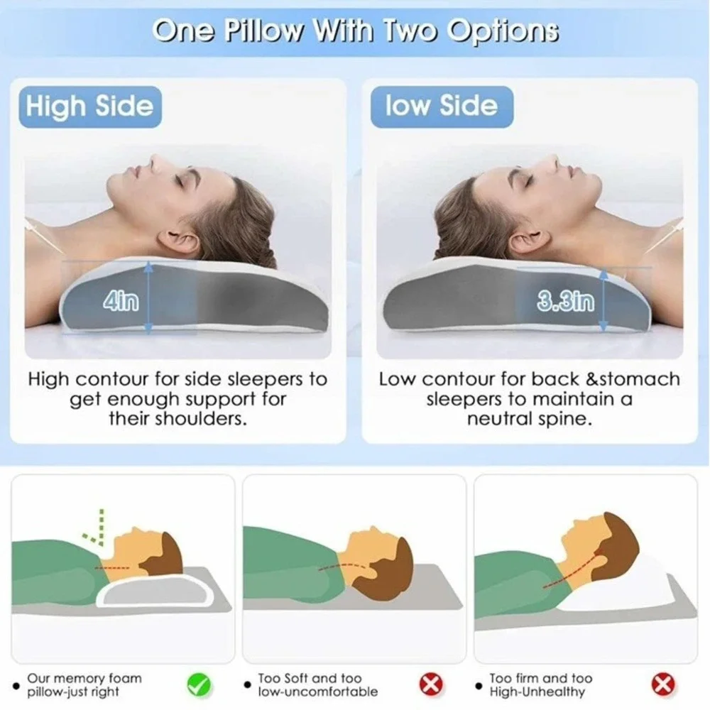 Cervical Neck Pillow Memory Foam Pillows for Neck Pain Relief, Ergonomic Pillow